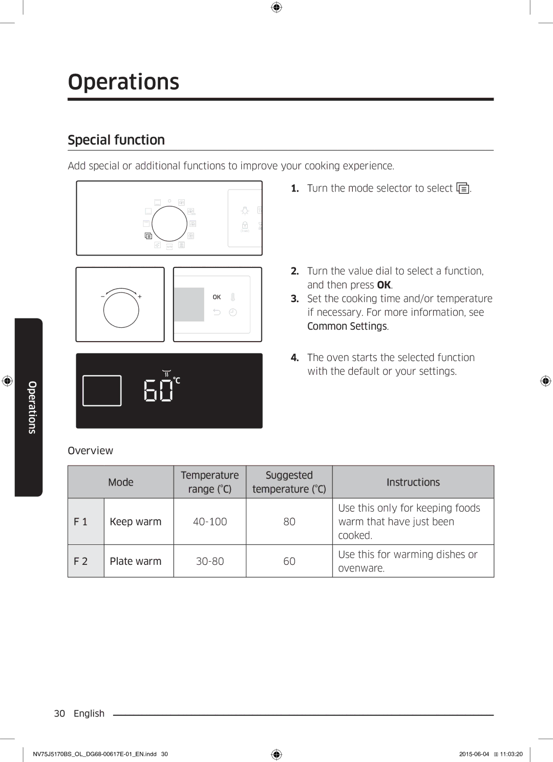 Samsung NV75J5170BS/OL manual Special function 