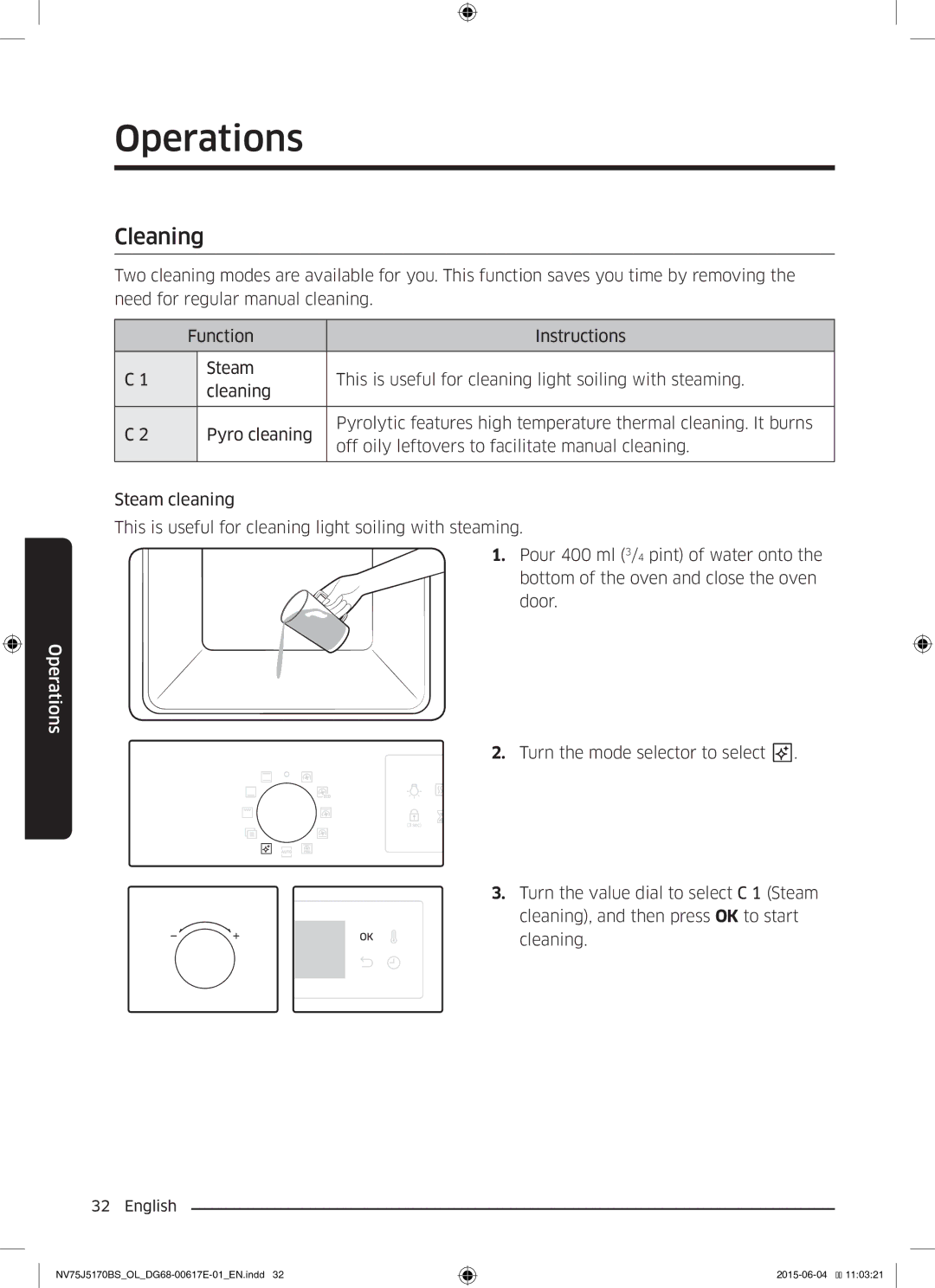 Samsung NV75J5170BS/OL manual Cleaning 