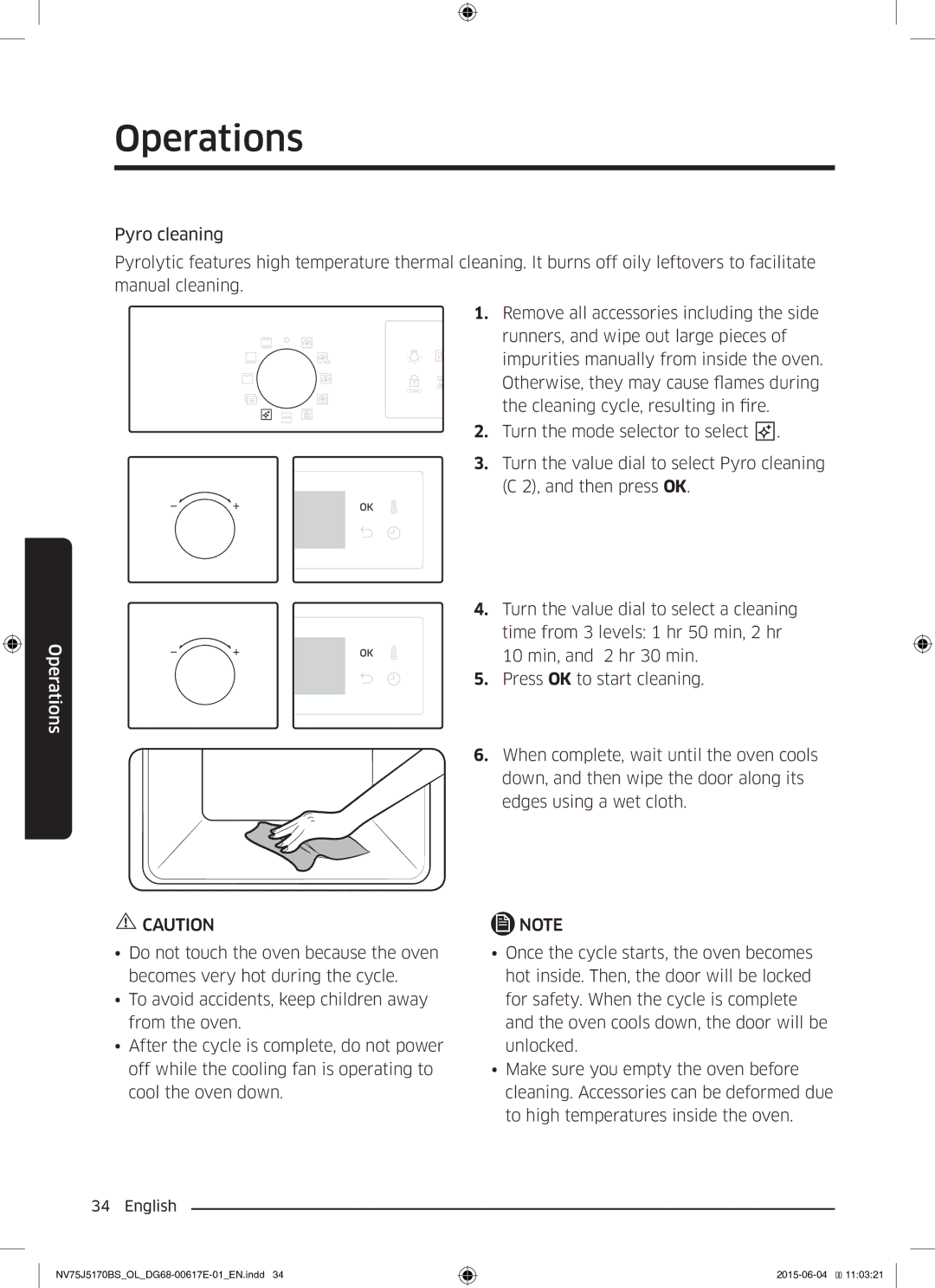 Samsung NV75J5170BS/OL manual Operations 