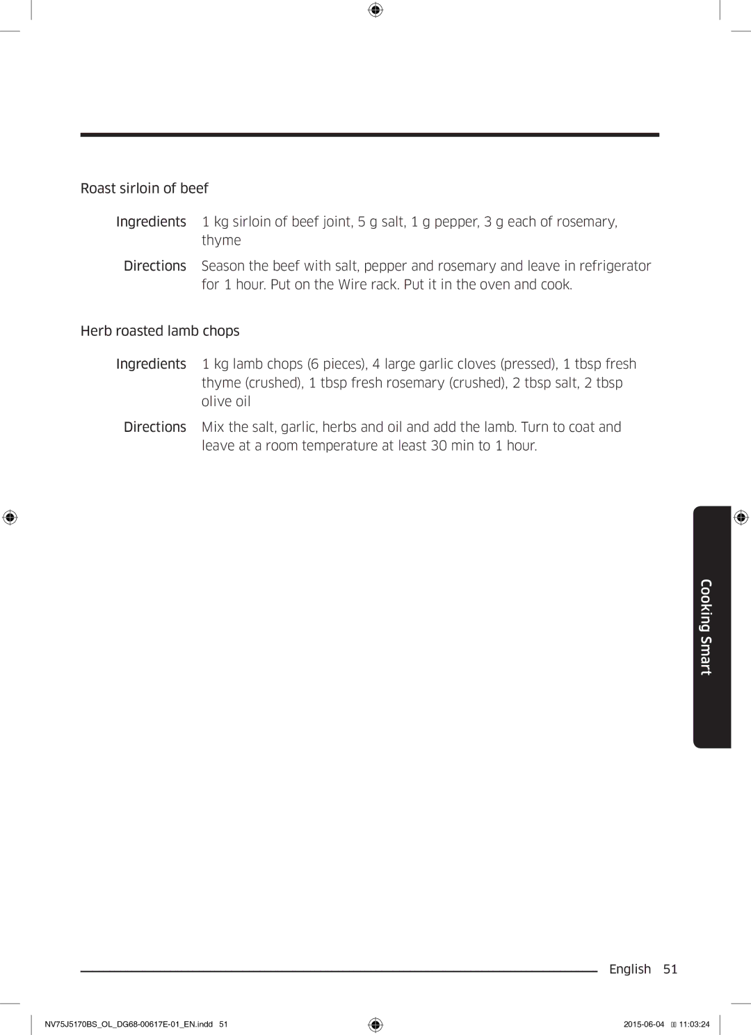 Samsung NV75J5170BS/OL manual Cooking Smart 