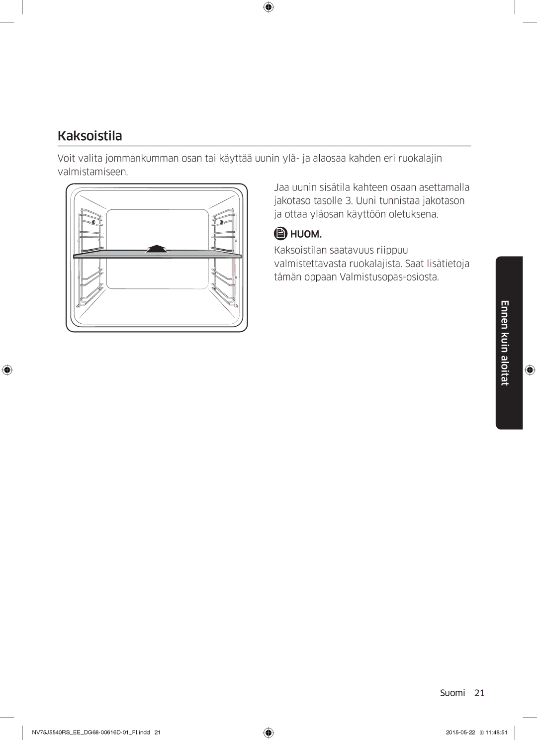 Samsung NV75J5540RS/EE manual Kaksoistila 