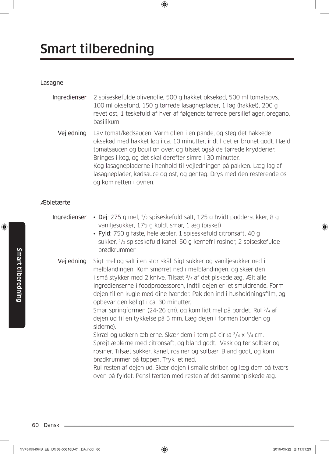 Samsung NV75J5540RS/EE manual Smart tilberedning 