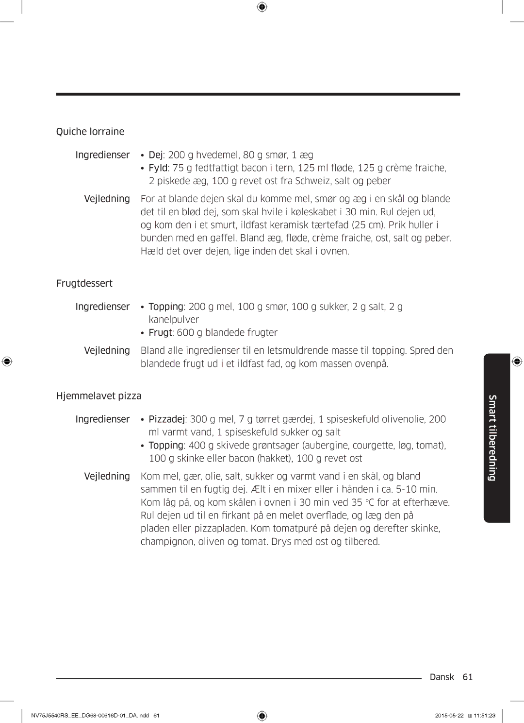 Samsung NV75J5540RS/EE manual Smart tilberedning 