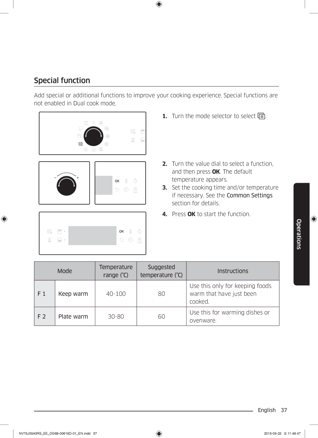 Samsung NV75J5540RS/EE manual Special function 