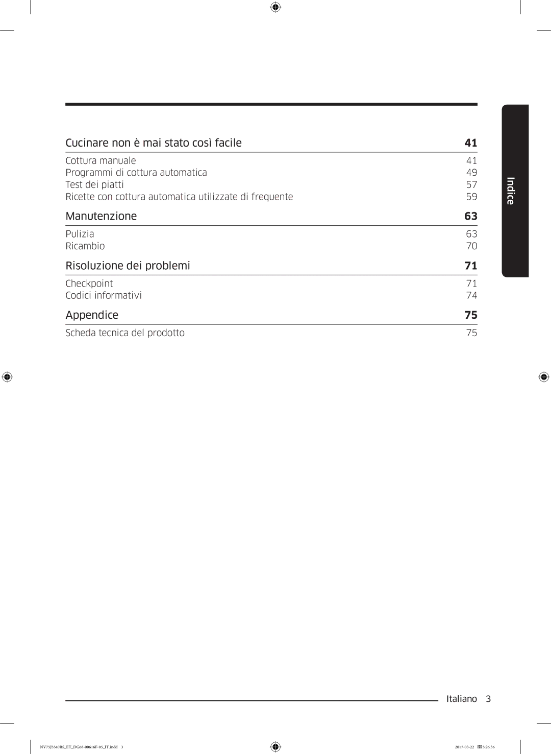 Samsung NV75J5540RS/ET manual Manutenzione 