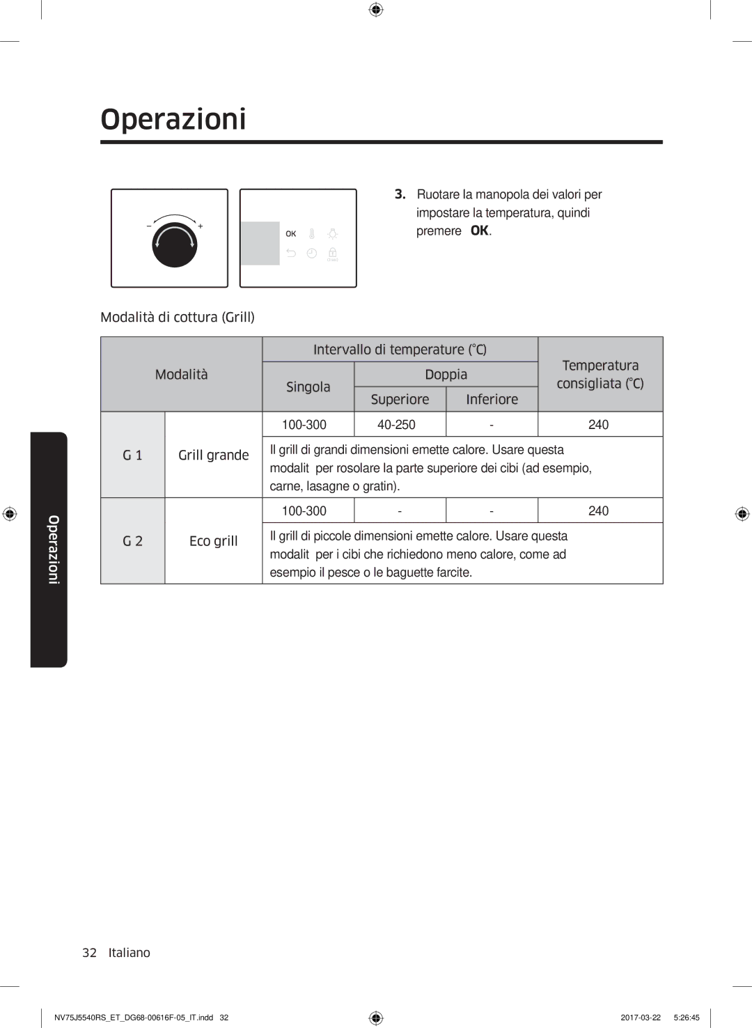 Samsung NV75J5540RS/ET manual Operazioni 