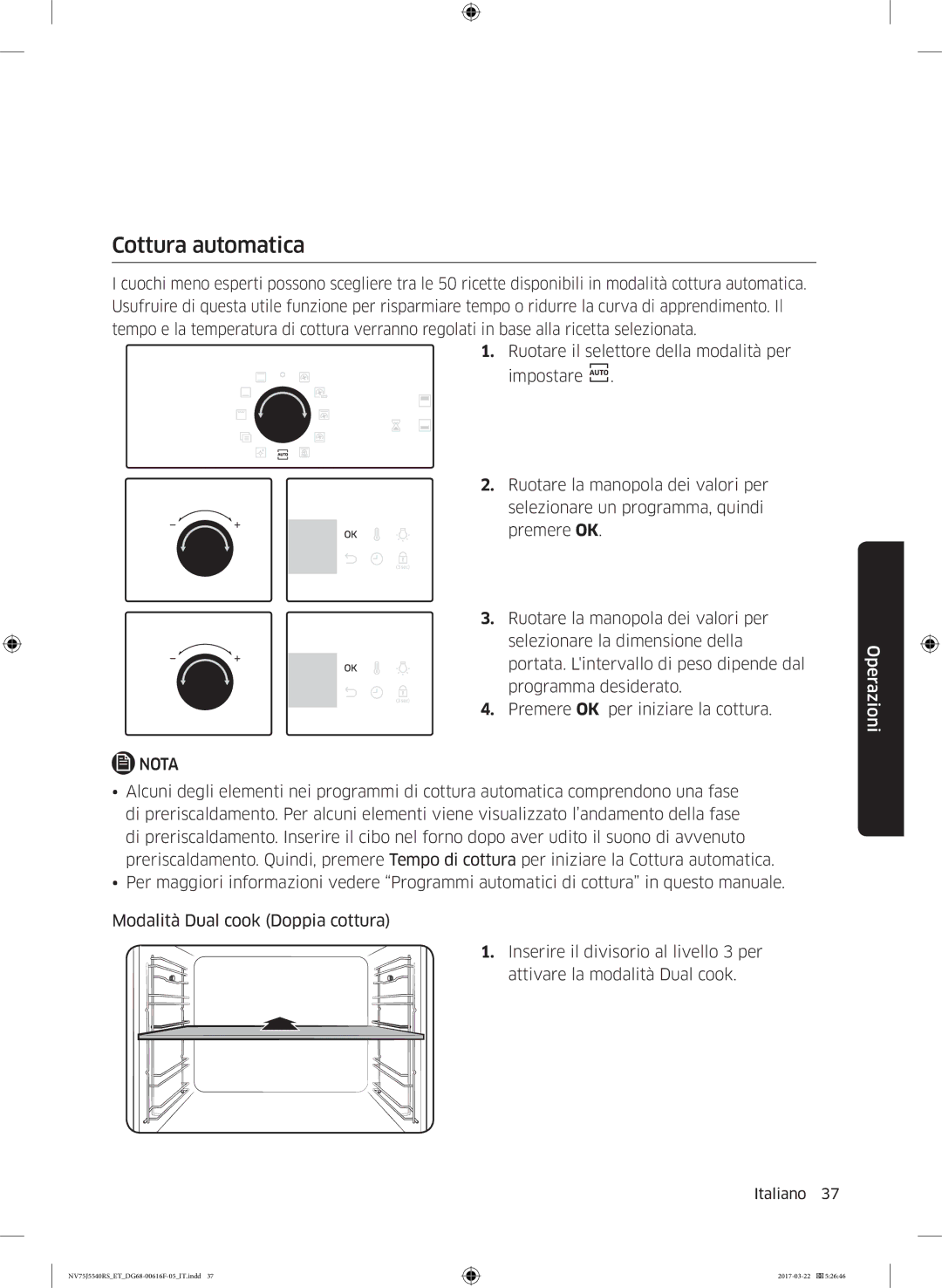 Samsung NV75J5540RS/ET manual Cottura automatica 