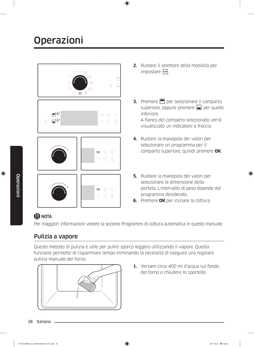 Samsung NV75J5540RS/ET manual Pulizia a vapore 