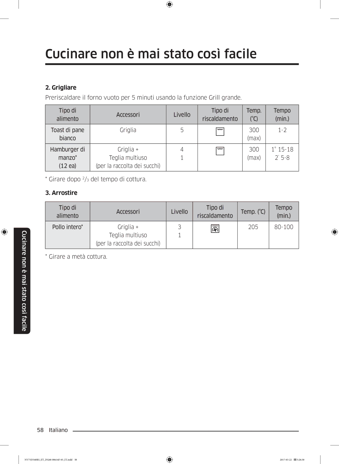 Samsung NV75J5540RS/ET manual Griglia 300 Bianco 