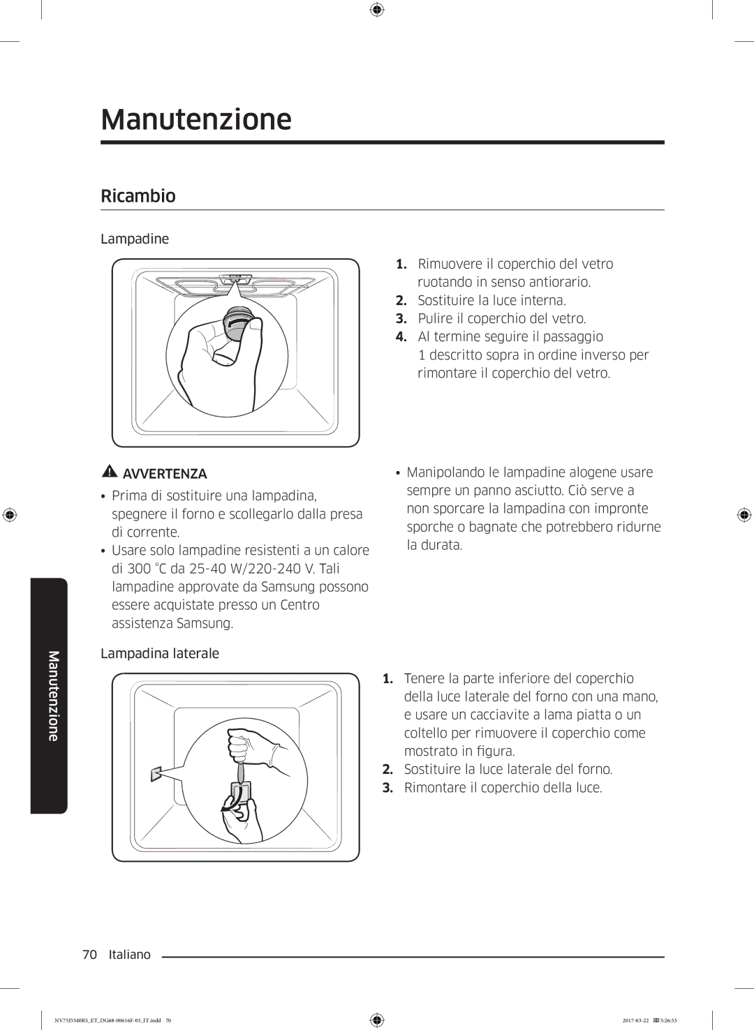 Samsung NV75J5540RS/ET manual Ricambio 