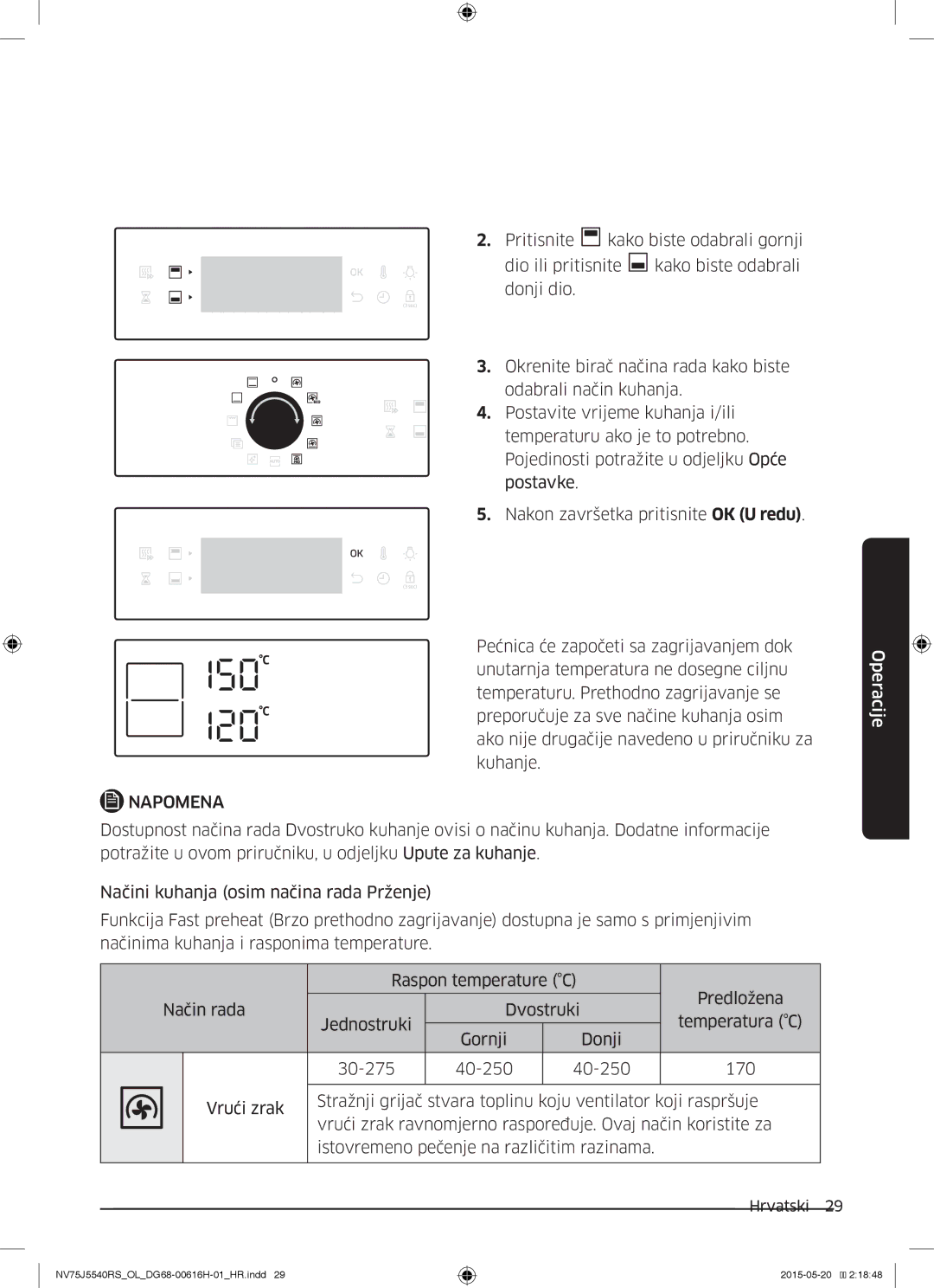 Samsung NV75J5540RS/OL manual Napomena 