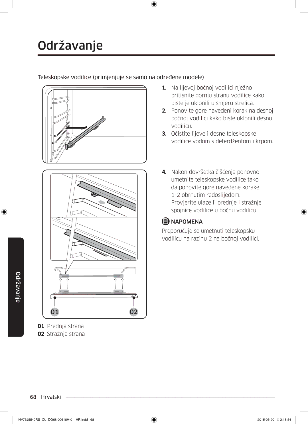 Samsung NV75J5540RS/OL manual Prednja strana Stražnja strana 