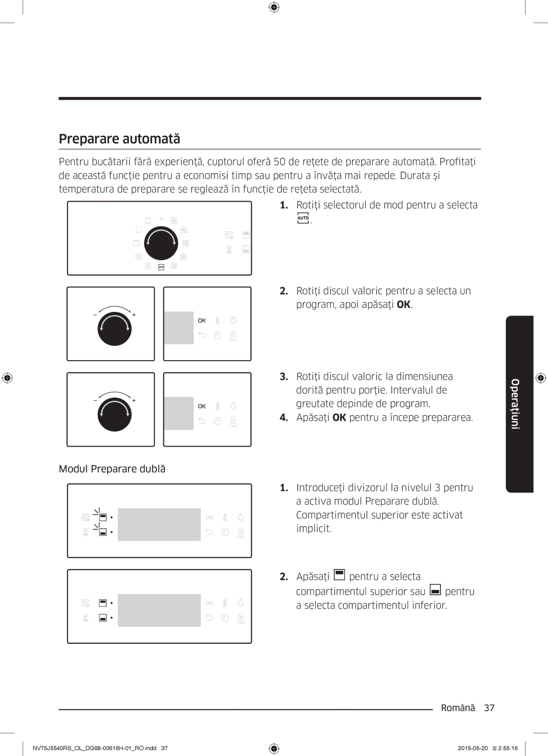 Samsung NV75J5540RS/OL manual Preparare automată 