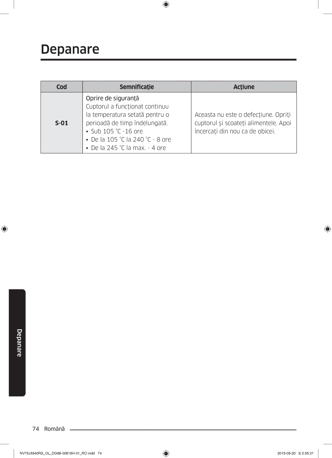 Samsung NV75J5540RS/OL manual Depanare 