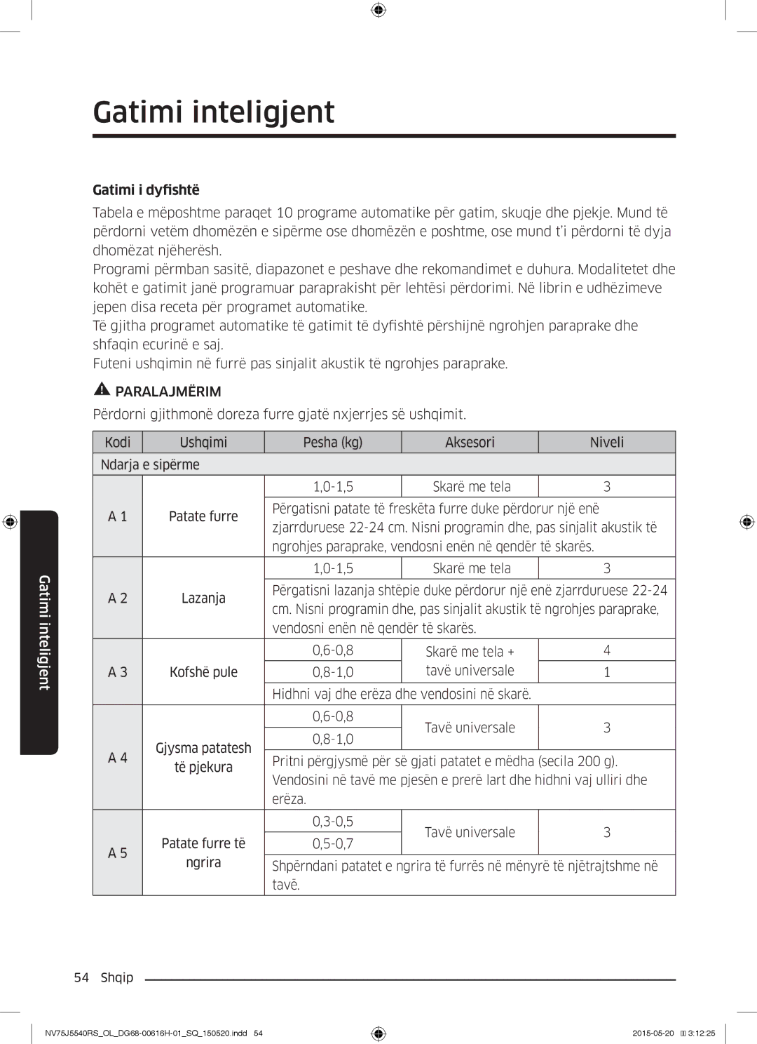 Samsung NV75J5540RS/OL manual Gatimi i dyfishtë, Vendosni enën në qendër të skarës 0,8 