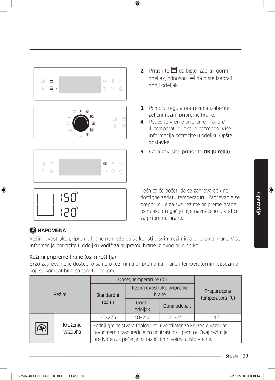 Samsung NV75J5540RS/OL manual Temperatura C 