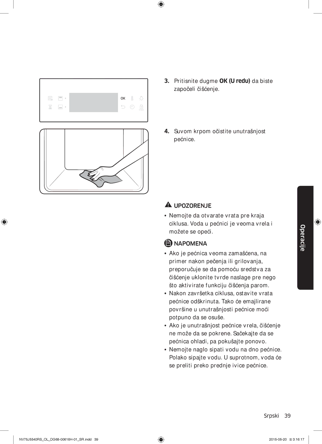 Samsung NV75J5540RS/OL manual Upozorenje 