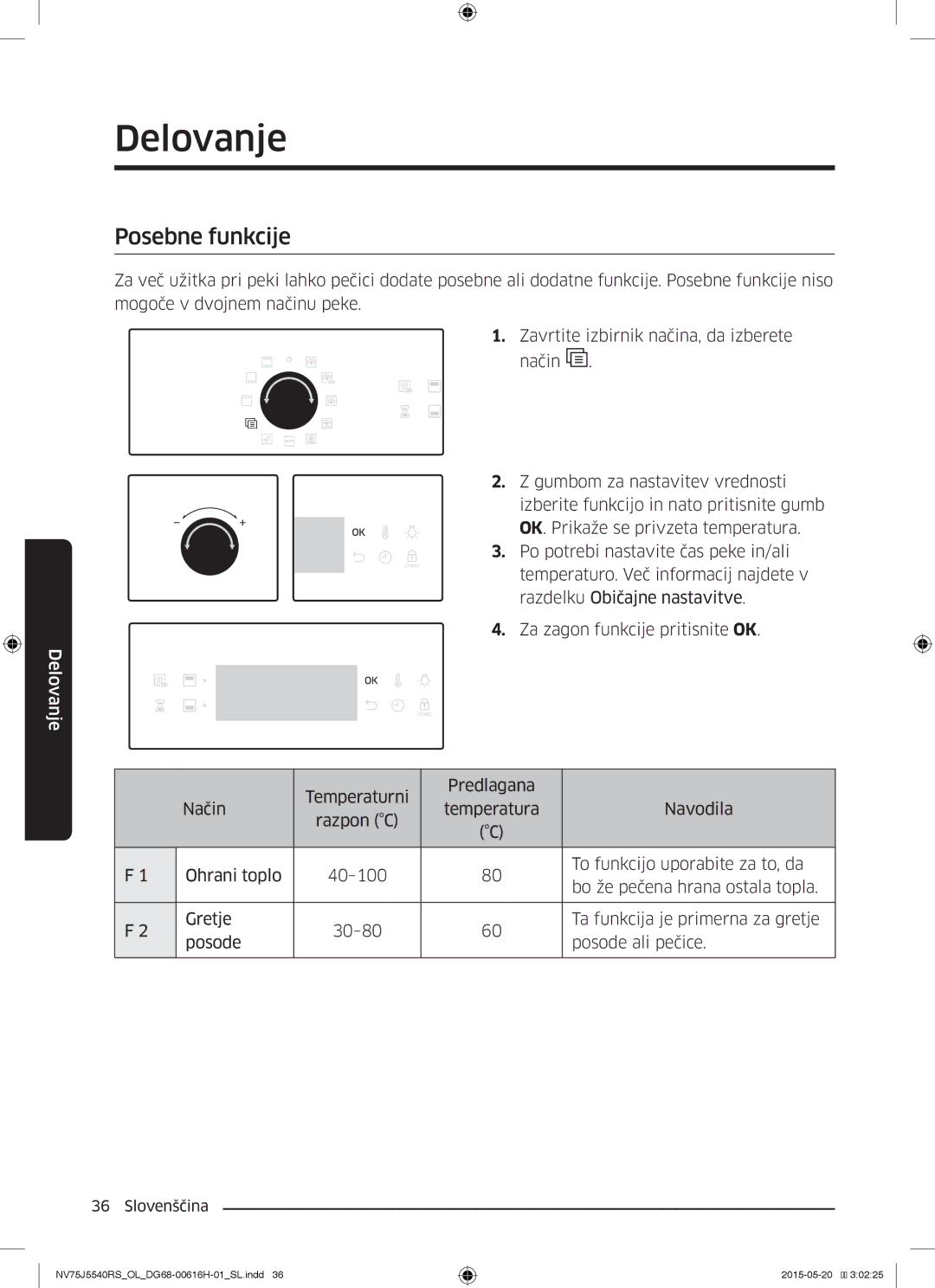 Samsung NV75J5540RS/OL manual Posebne funkcije 