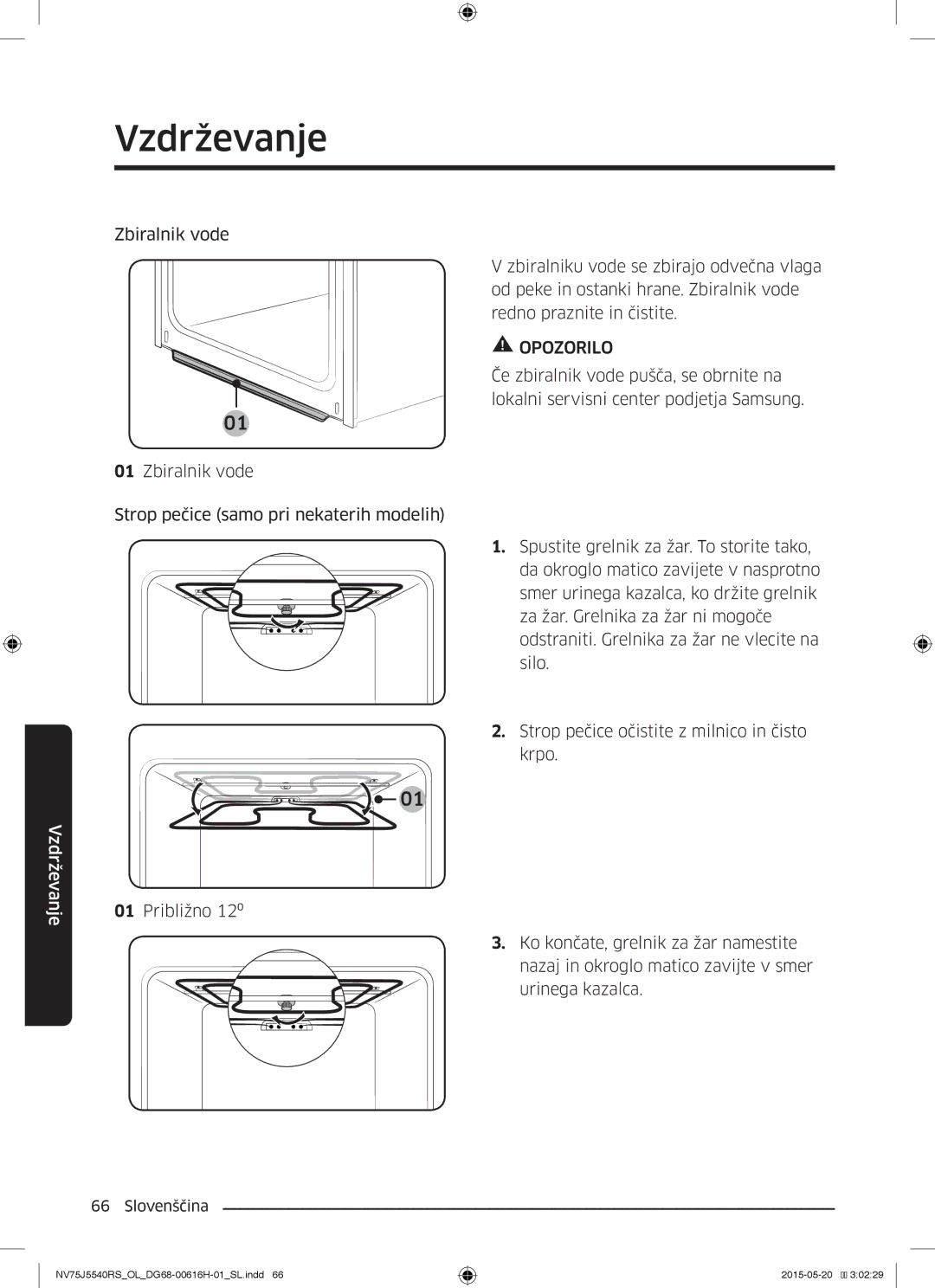 Samsung NV75J5540RS/OL manual Vzdrževanje 