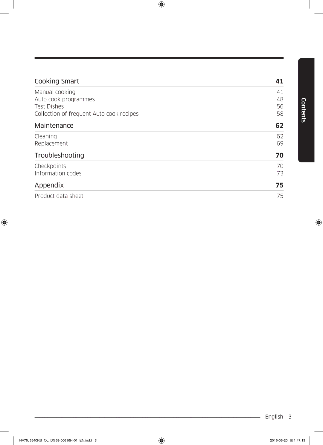 Samsung NV75J5540RS/OL manual Cleaning Replacement, Checkpoints Information codes, Product data sheet 