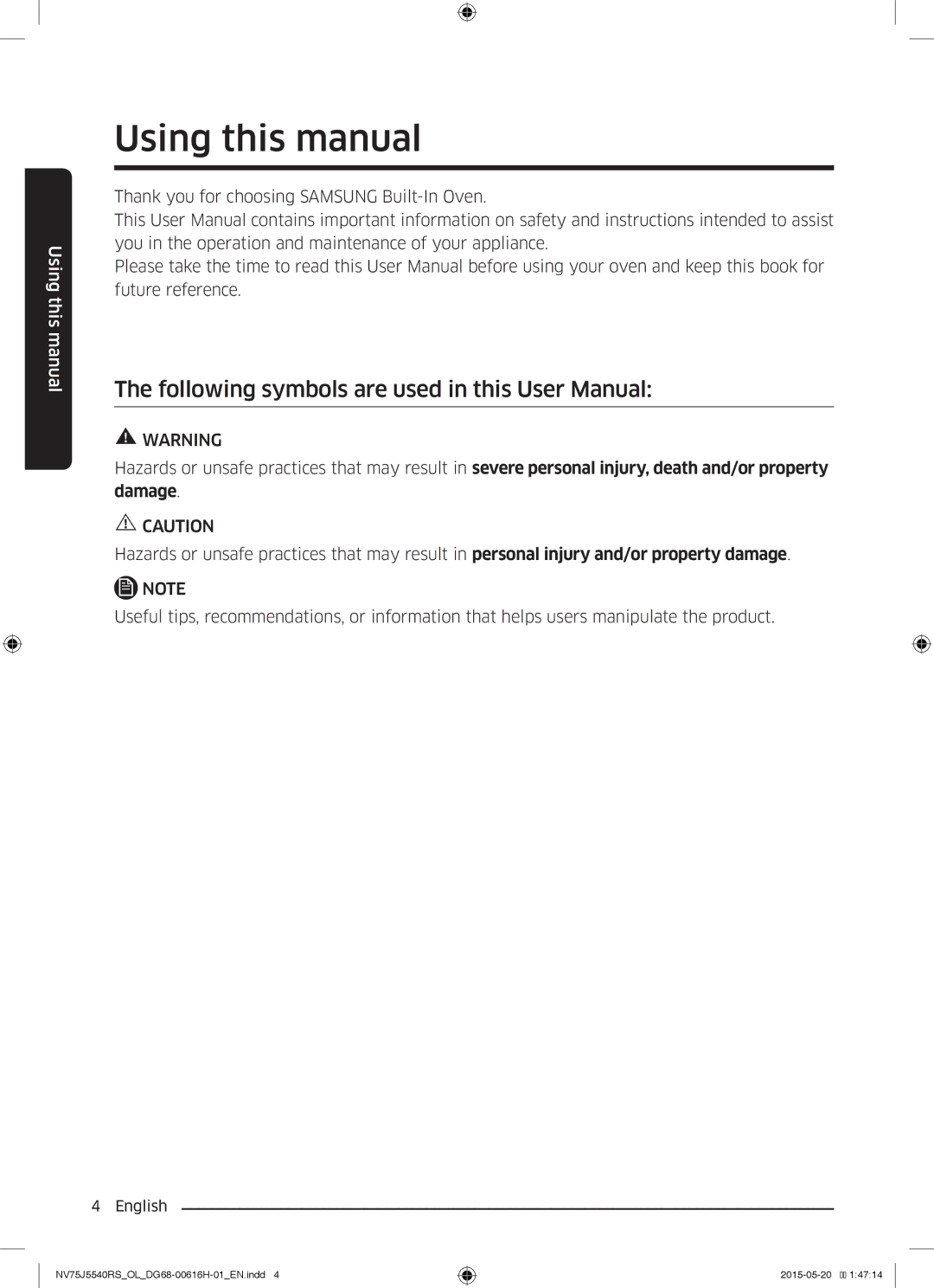 Samsung NV75J5540RS/OL Using this manual 