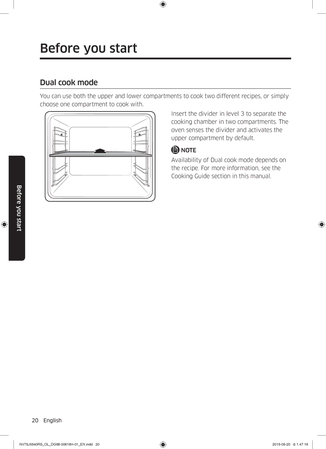 Samsung NV75J5540RS/OL manual Dual cook mode 