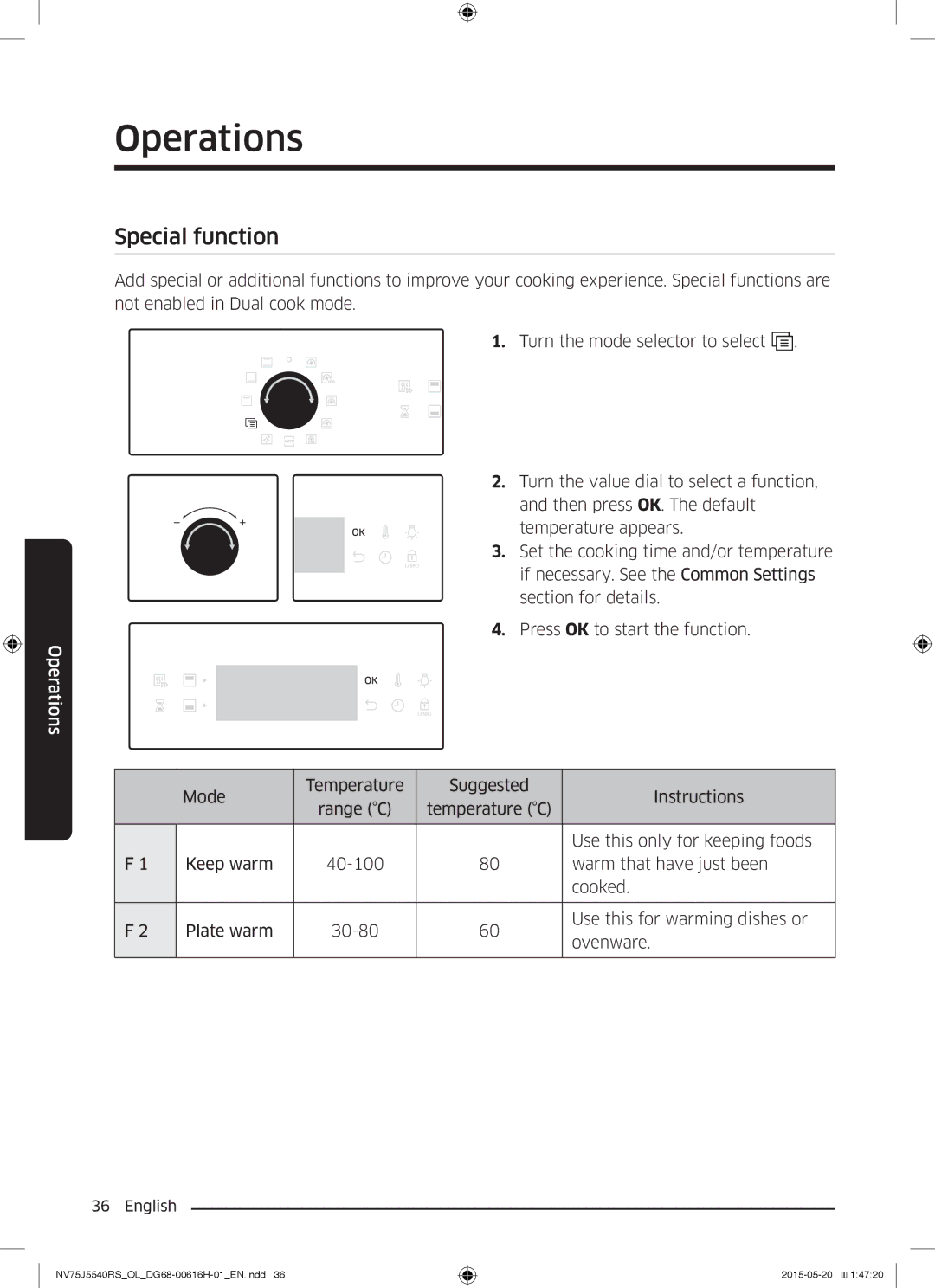 Samsung NV75J5540RS/OL manual Special function 