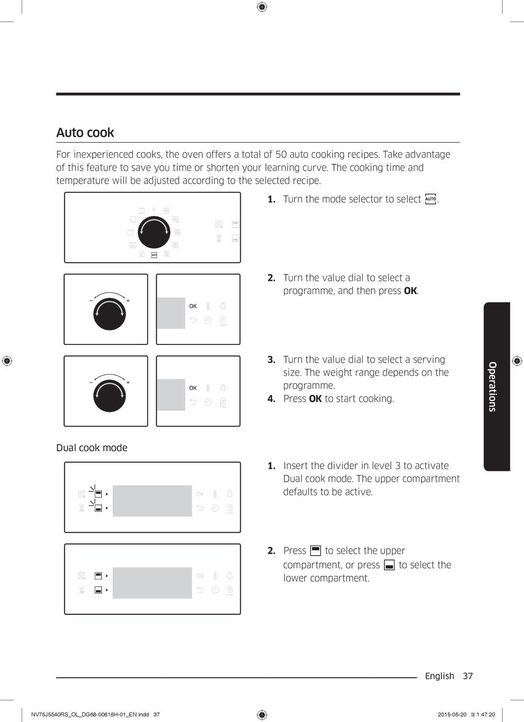 Samsung NV75J5540RS/OL manual Auto cook 