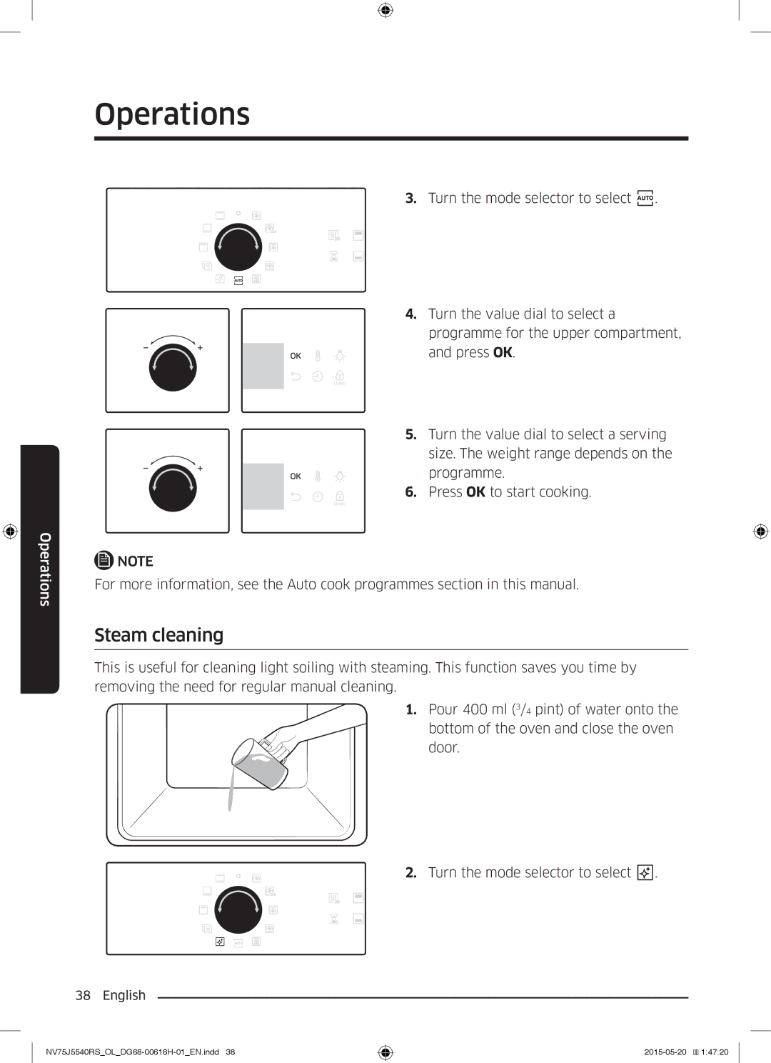 Samsung NV75J5540RS/OL manual Steam cleaning 