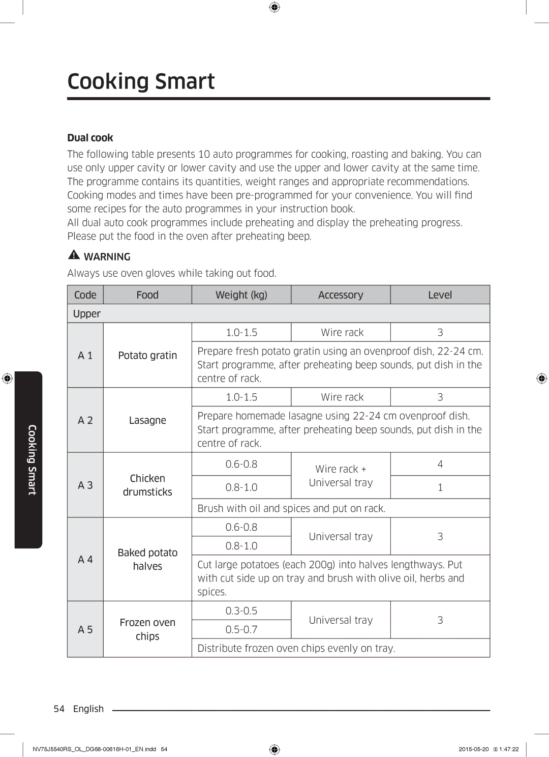 Samsung NV75J5540RS/OL manual Dual cook 