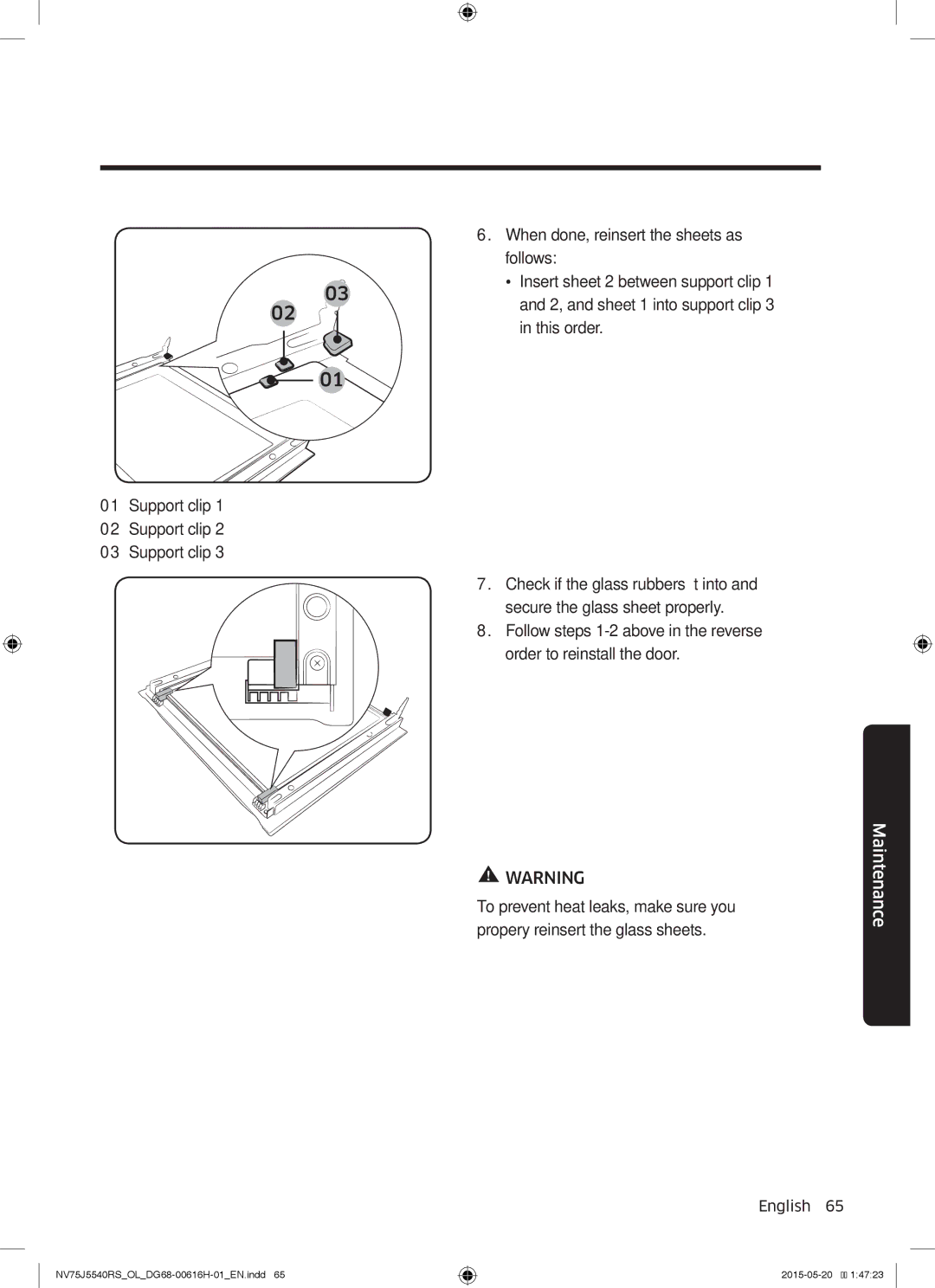 Samsung NV75J5540RS/OL manual Maintenance 