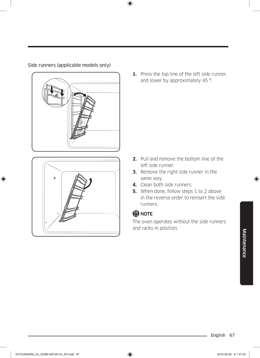 Samsung NV75J5540RS/OL manual Maintenance 