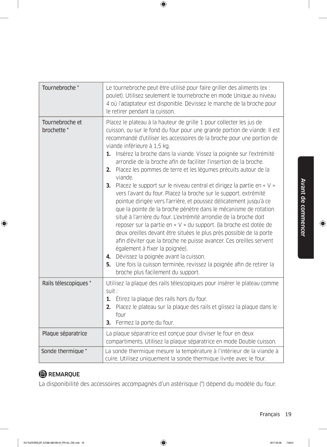 Samsung NV75J7570RS/EF manual Remarque 