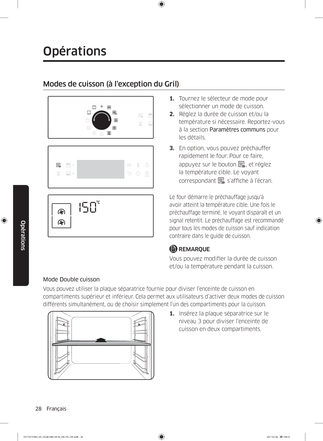 Samsung NV75J7570RS/EF manual Modes de cuisson à l’exception du Gril 