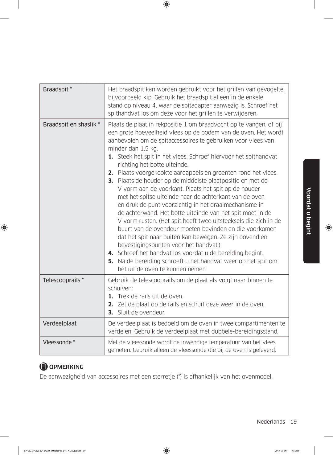 Samsung NV75J7570RS/EF manual Opmerking 