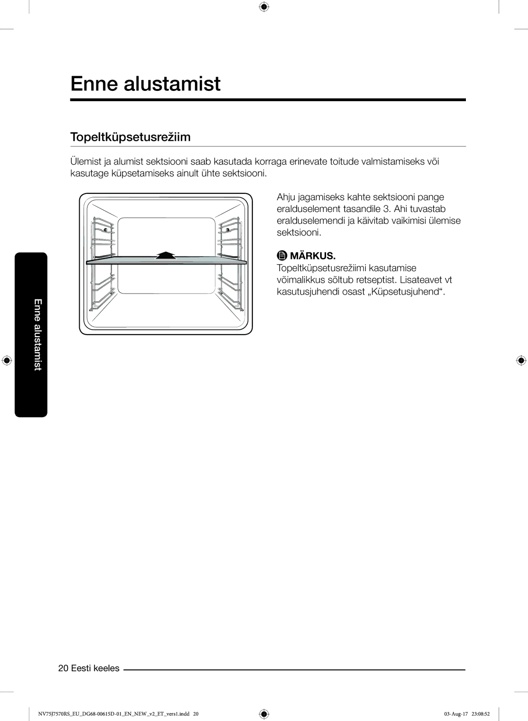 Samsung NV75J7570RS/EO manual Topeltküpsetusrežiim 