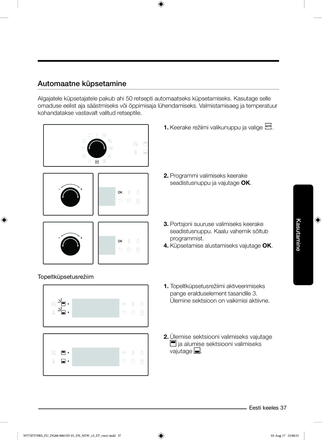 Samsung NV75J7570RS/EO manual Automaatne küpsetamine 