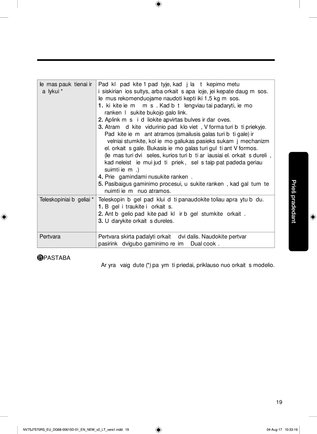 Samsung NV75J7570RS/EO manual Suimti iešmą 