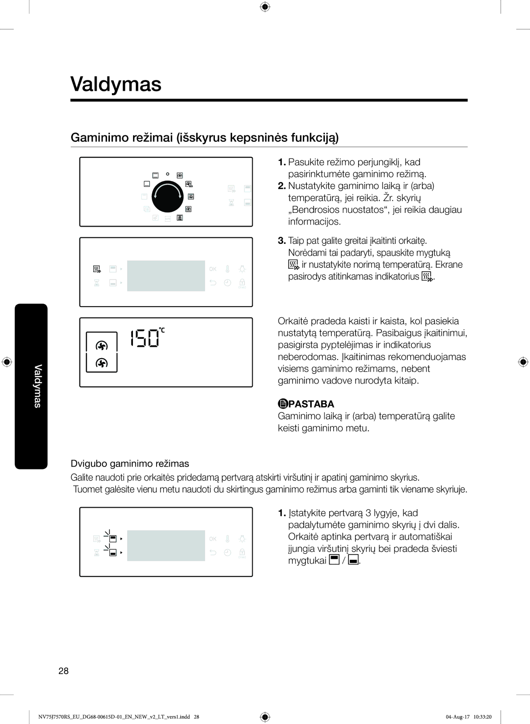 Samsung NV75J7570RS/EO manual Gaminimo režimai išskyrus kepsninės funkciją 