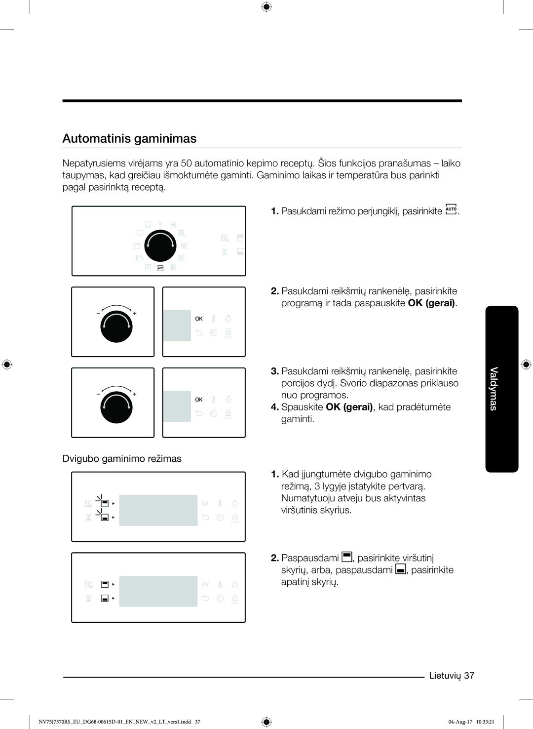 Samsung NV75J7570RS/EO manual Automatinis gaminimas 