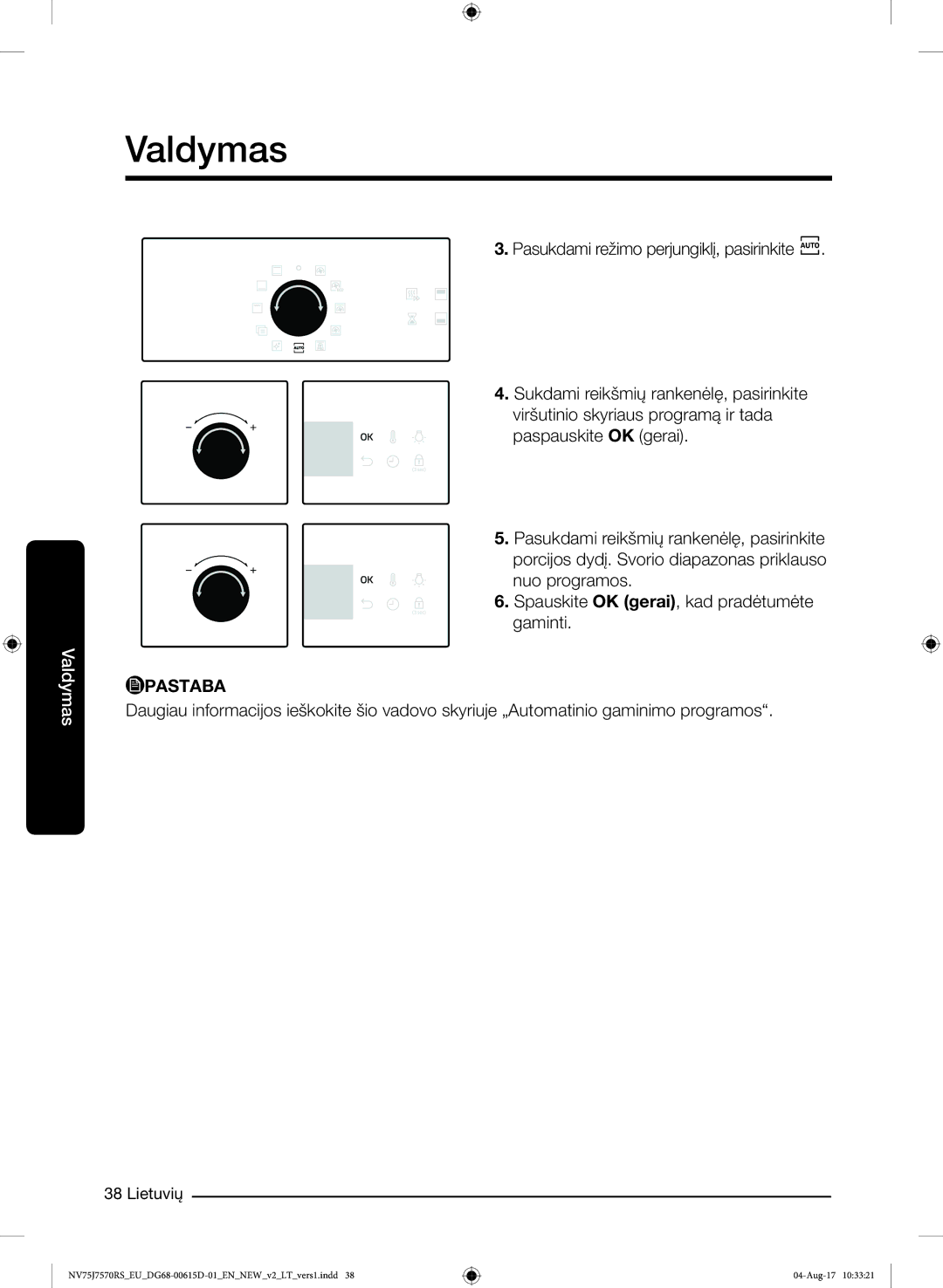 Samsung NV75J7570RS/EO manual Pastaba 