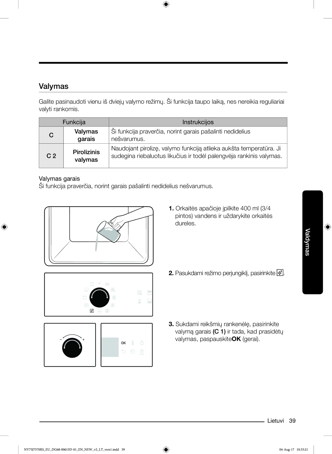 Samsung NV75J7570RS/EO manual Valymas 