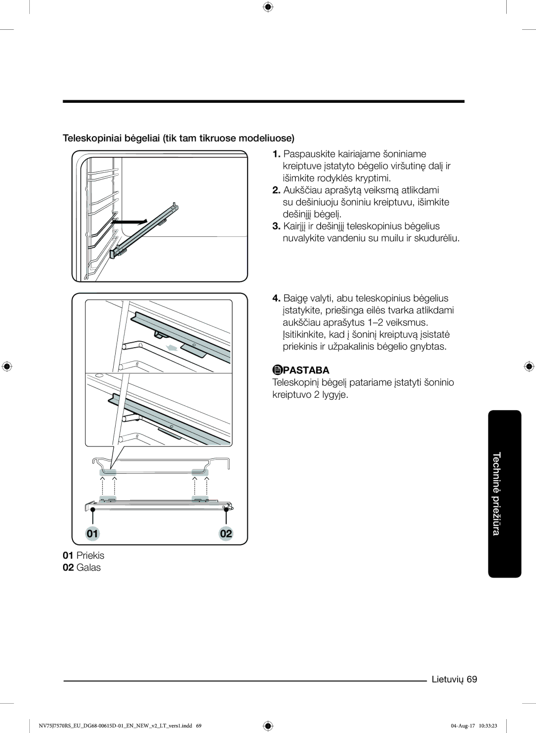 Samsung NV75J7570RS/EO manual Teleskopiniai bėgeliai tik tam tikruose modeliuose 