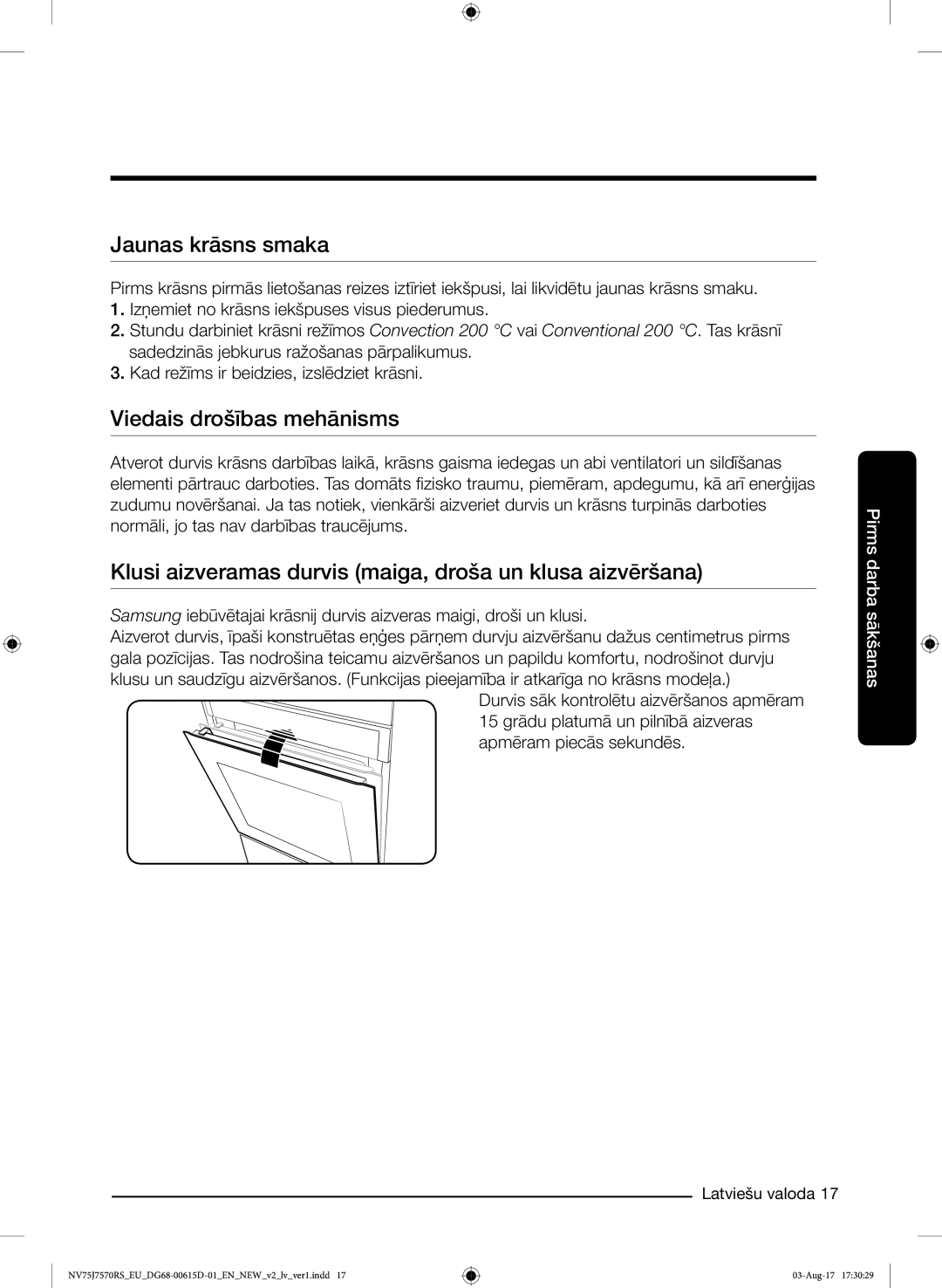 Samsung NV75J7570RS/EO manual Jaunas krāsns smaka, Viedais drošības mehānisms 