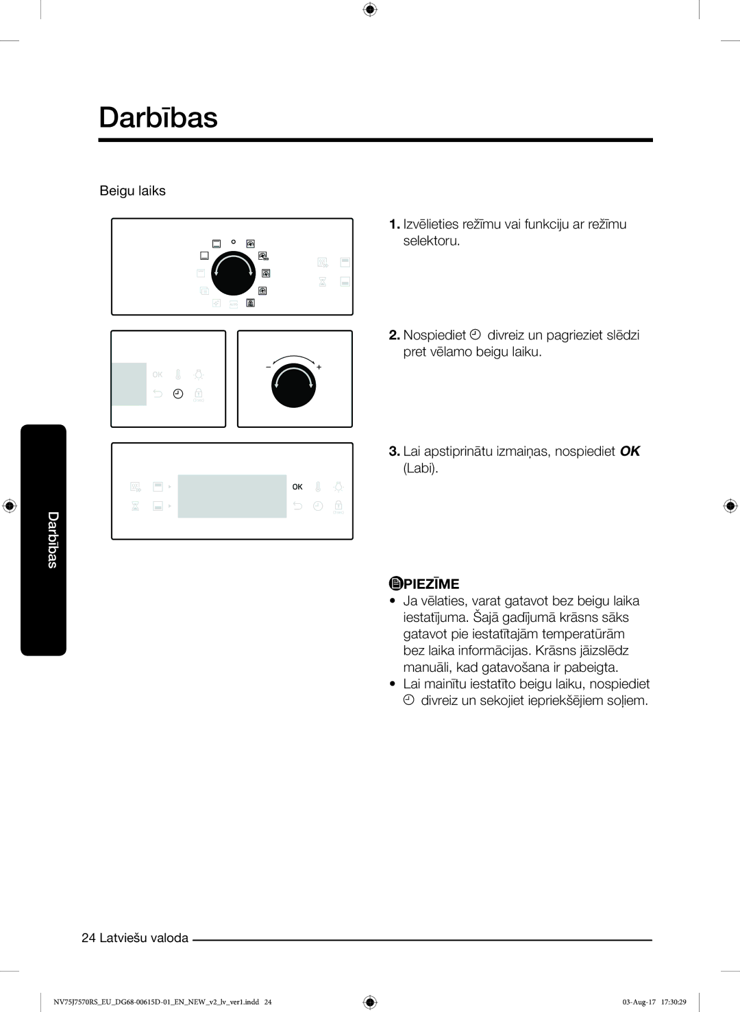 Samsung NV75J7570RS/EO manual Darbības 