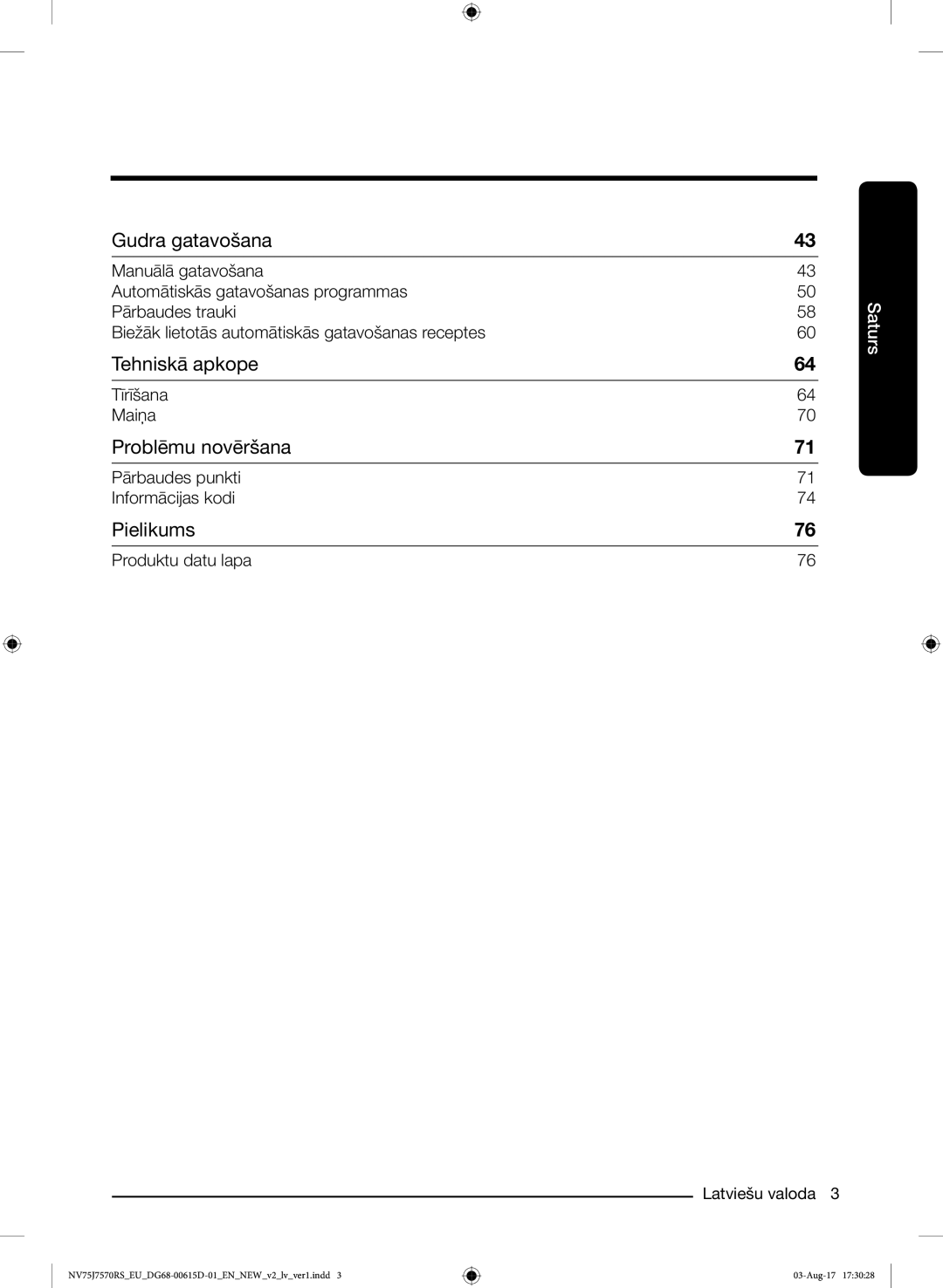 Samsung NV75J7570RS/EO manual Tehniskā apkope 