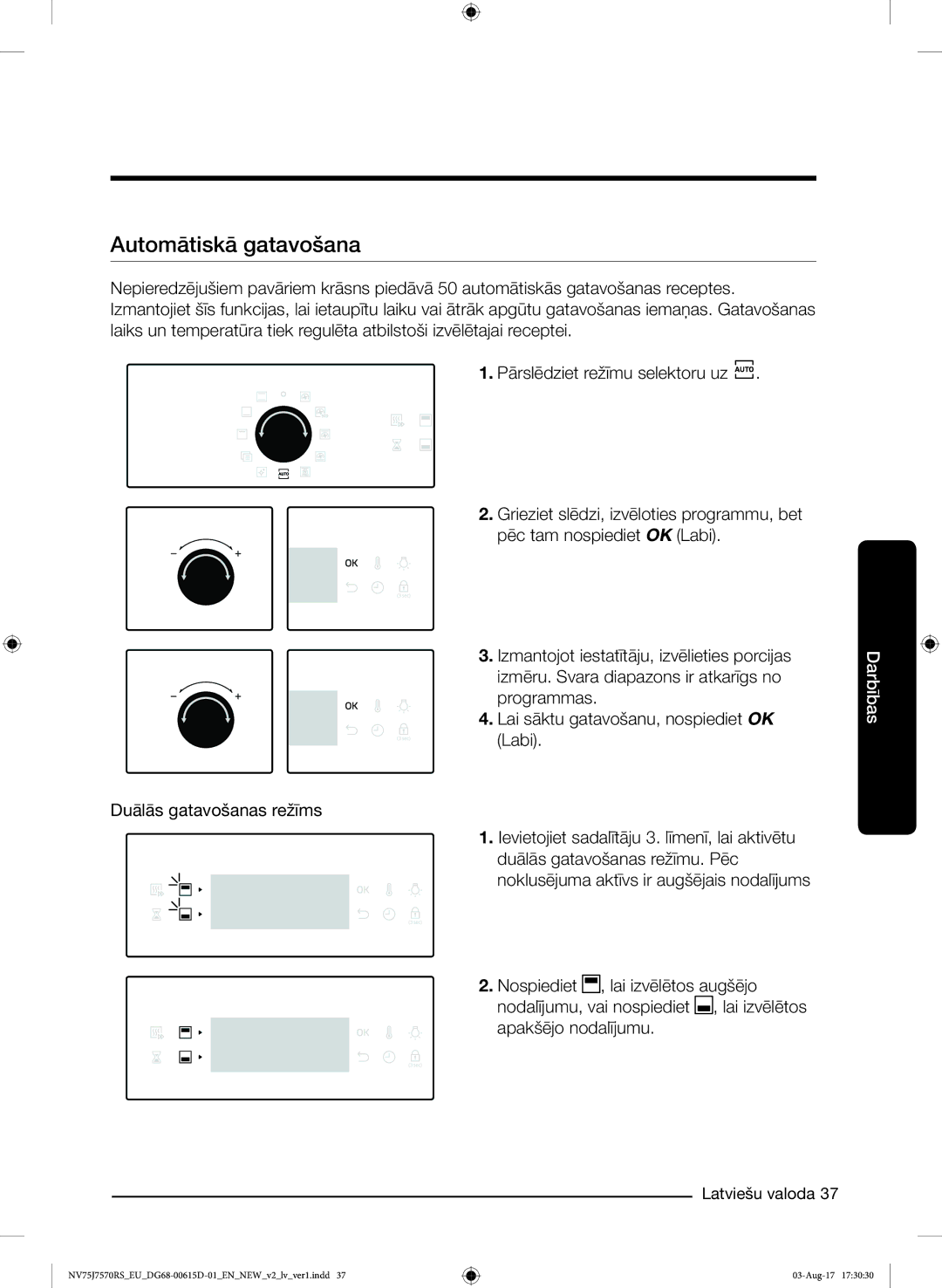 Samsung NV75J7570RS/EO manual Automātiskā gatavošana 