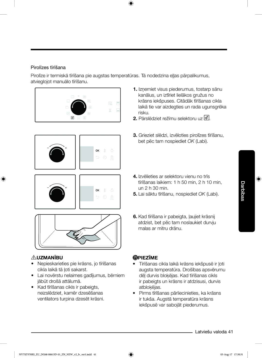 Samsung NV75J7570RS/EO manual Ir pabeigts un krāsns ir atdzisusi, durvis atbloķējas 