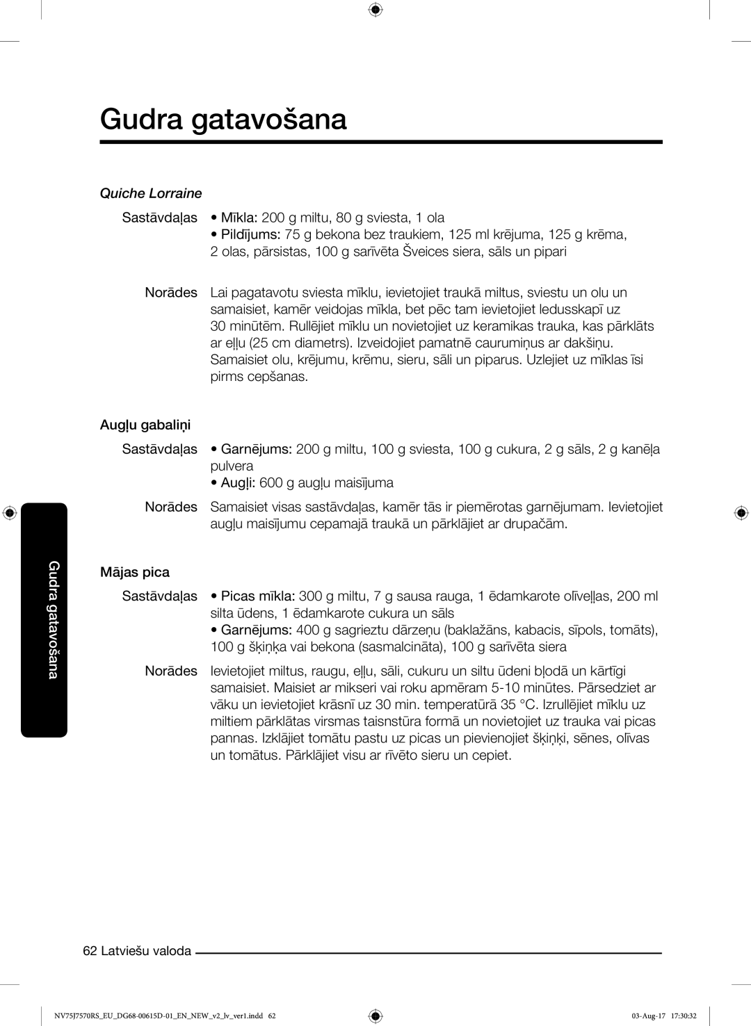 Samsung NV75J7570RS/EO manual Quiche Lorraine 