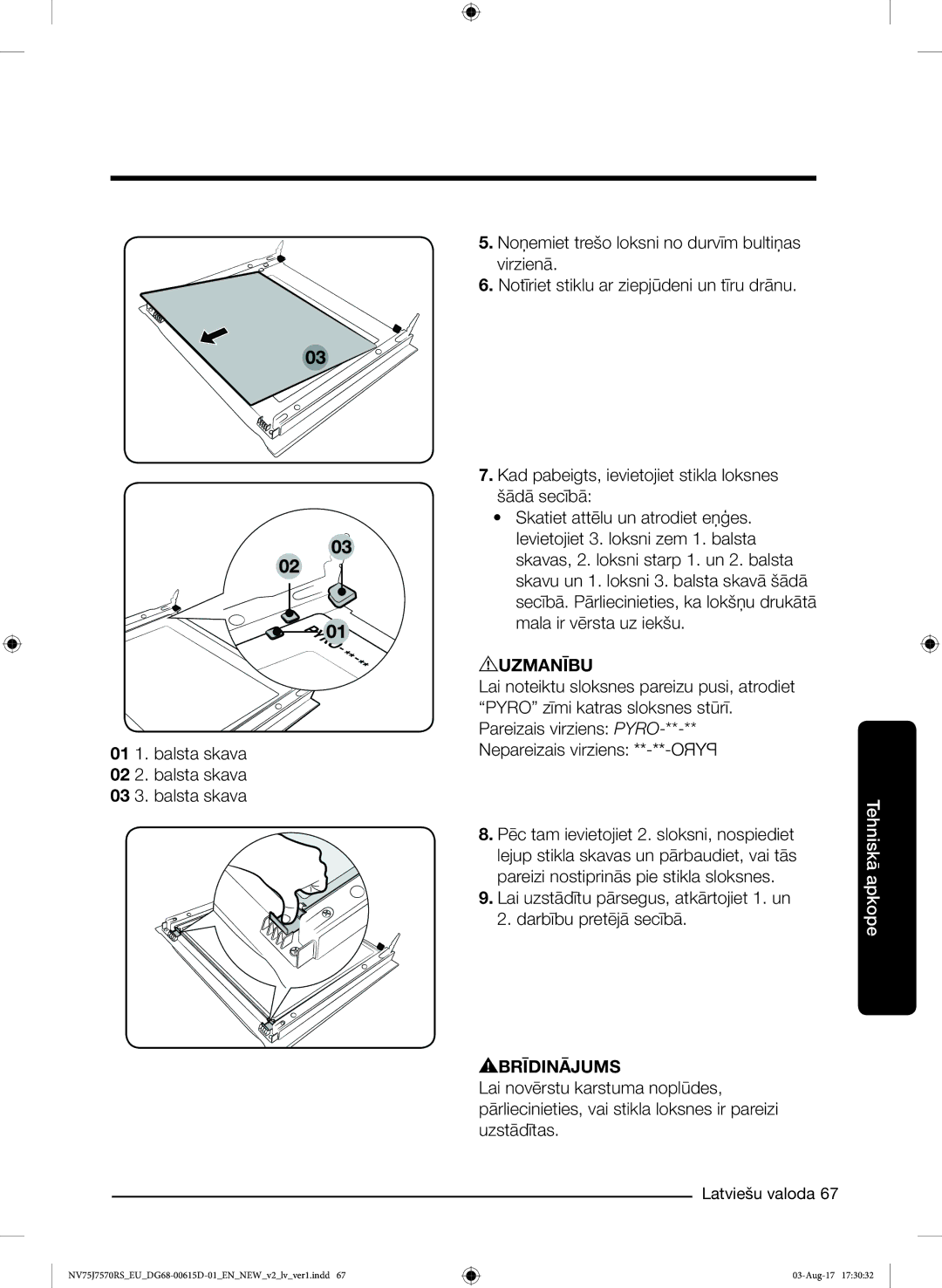 Samsung NV75J7570RS/EO manual 01 1. balsta skava 02 2. balsta skava 03 3. balsta skava 